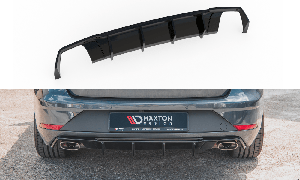 Image of Maxton Achter Diffuser V2 Glanzend Zwart ABS Plastic Seat Leon Facelift