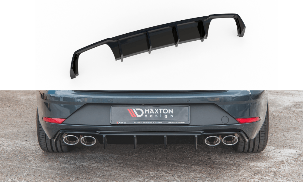 Image of Maxton Achter Diffuser V3 Glanzend Zwart ABS Plastic Seat Leon Facelift