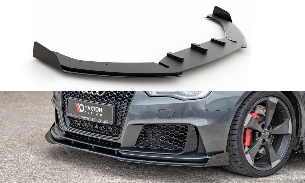 Image of Maxton Voor Bumper Lip Racing Durability Zwart ABS Plastic Audi RS3