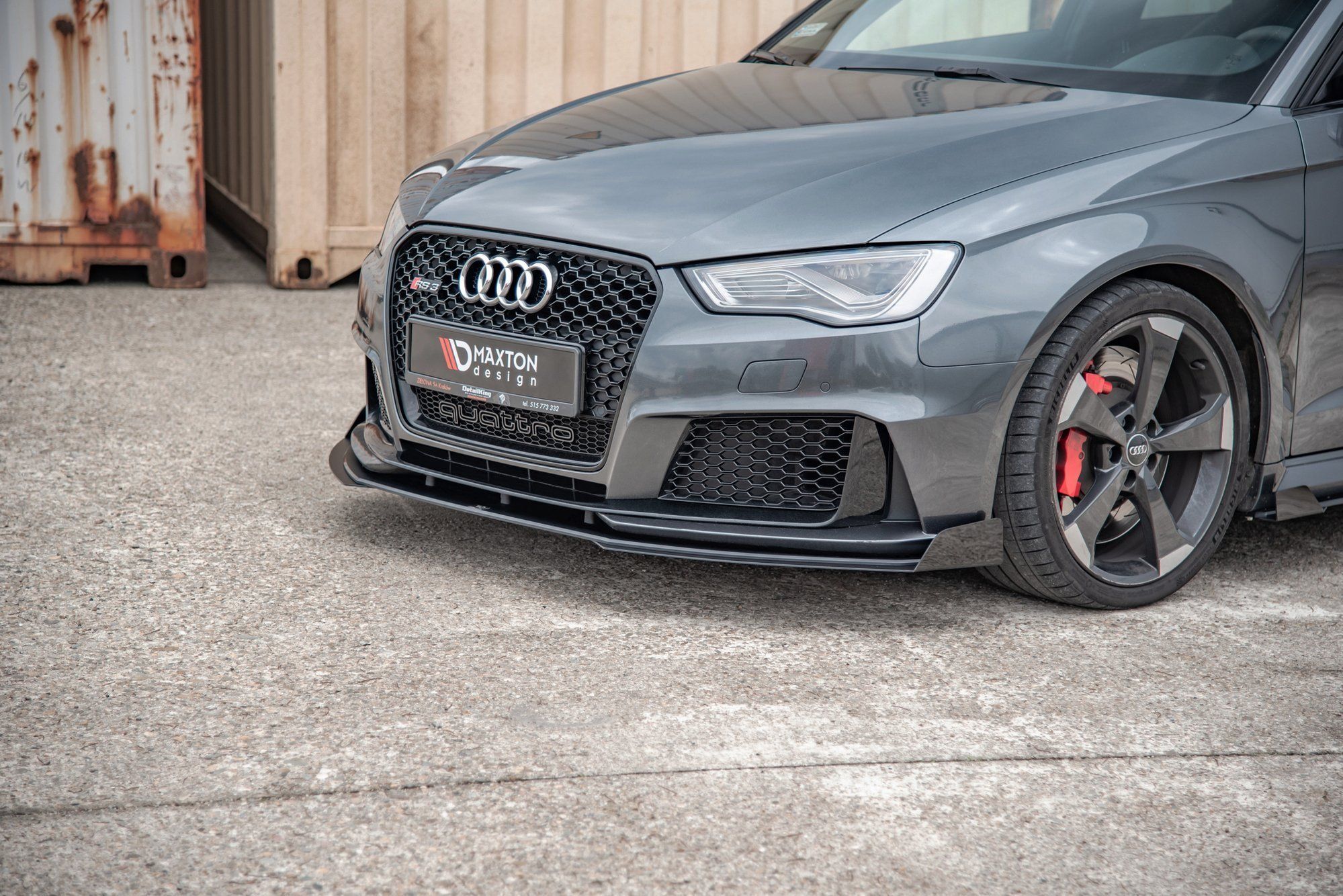 Image of Maxton Voor Bumper Lip Glanzend Zwart ABS Plastic Audi RS3