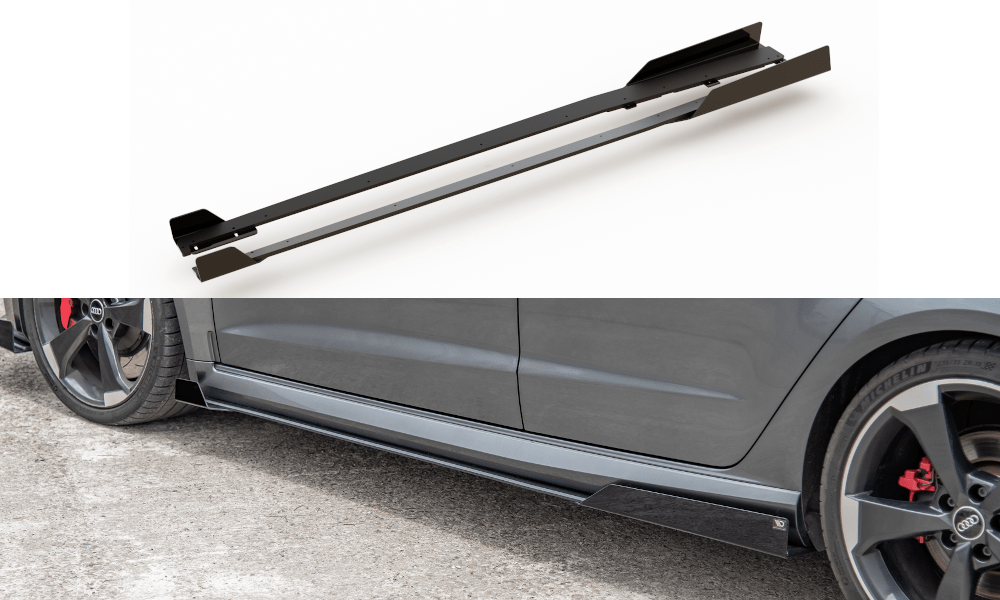 Image of Maxton Side Skirts Racing Durability Zwart ABS Plastic Audi RS3