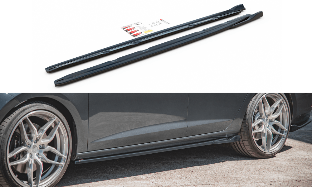 Image of Maxton Side Skirts V4 Glanzend Zwart ABS Plastic Seat Leon Facelift