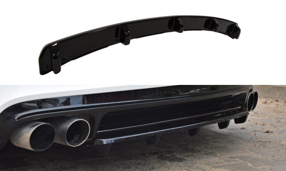 Image of Maxton Achter Bumper Lip With Vertical Bar Glanzend Zwart ABS Plastic Audi TT