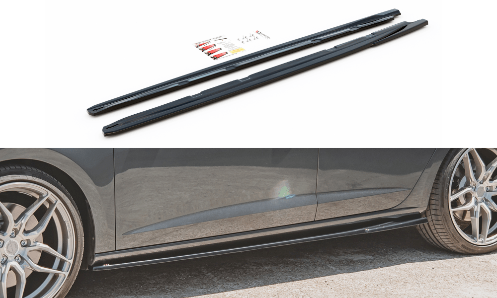 Image of Maxton Side Skirts V5 Glanzend Zwart ABS Plastic Seat Leon Facelift