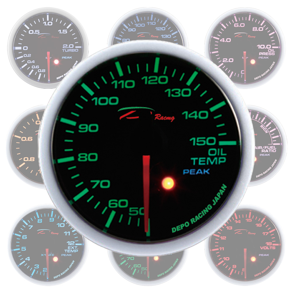 Image of Depo Racing Meter SKPK Series Zwart 52mm Olietemperatuur