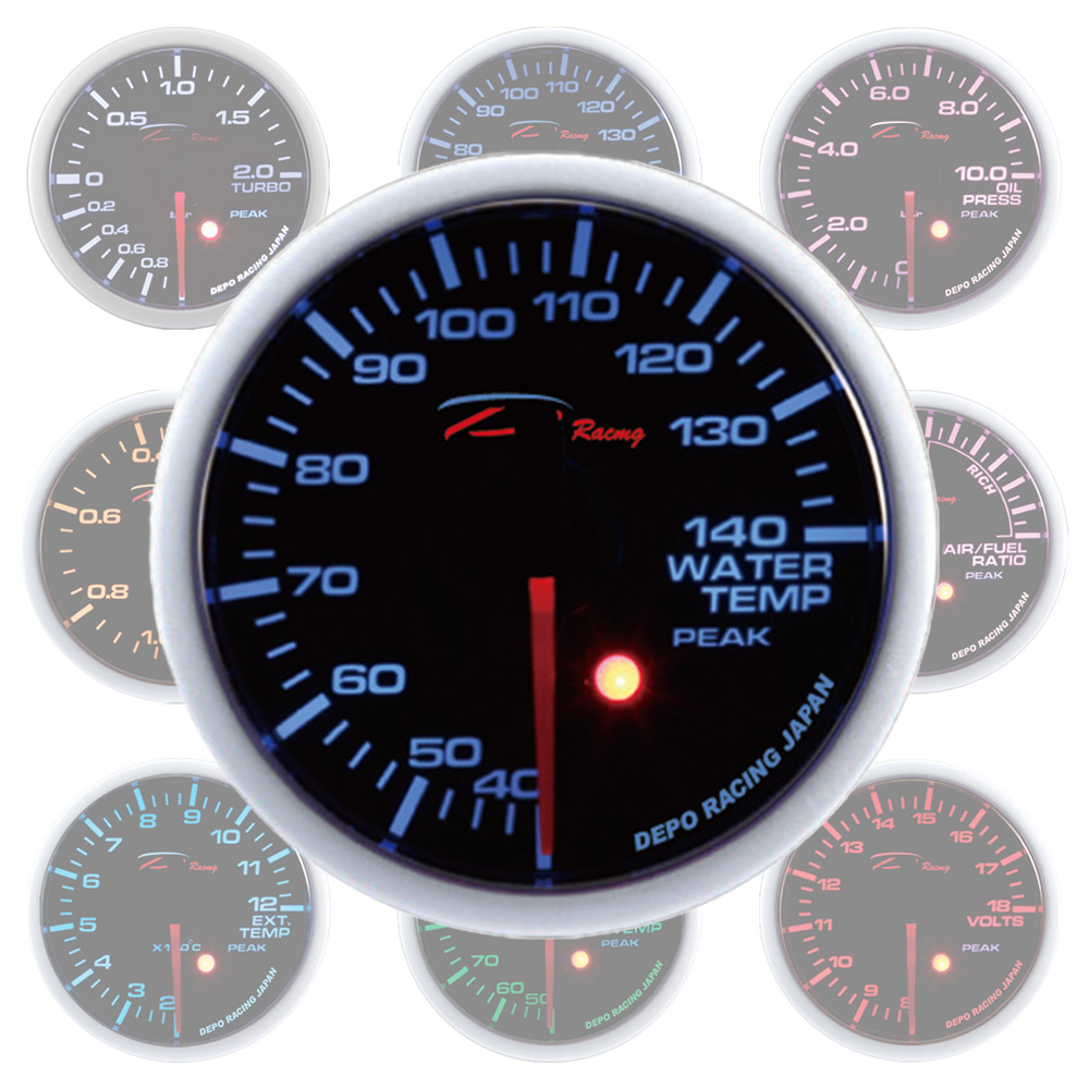 Image of Depo Racing Meter SKPK Series Zwart 52mm Water Temperatuur