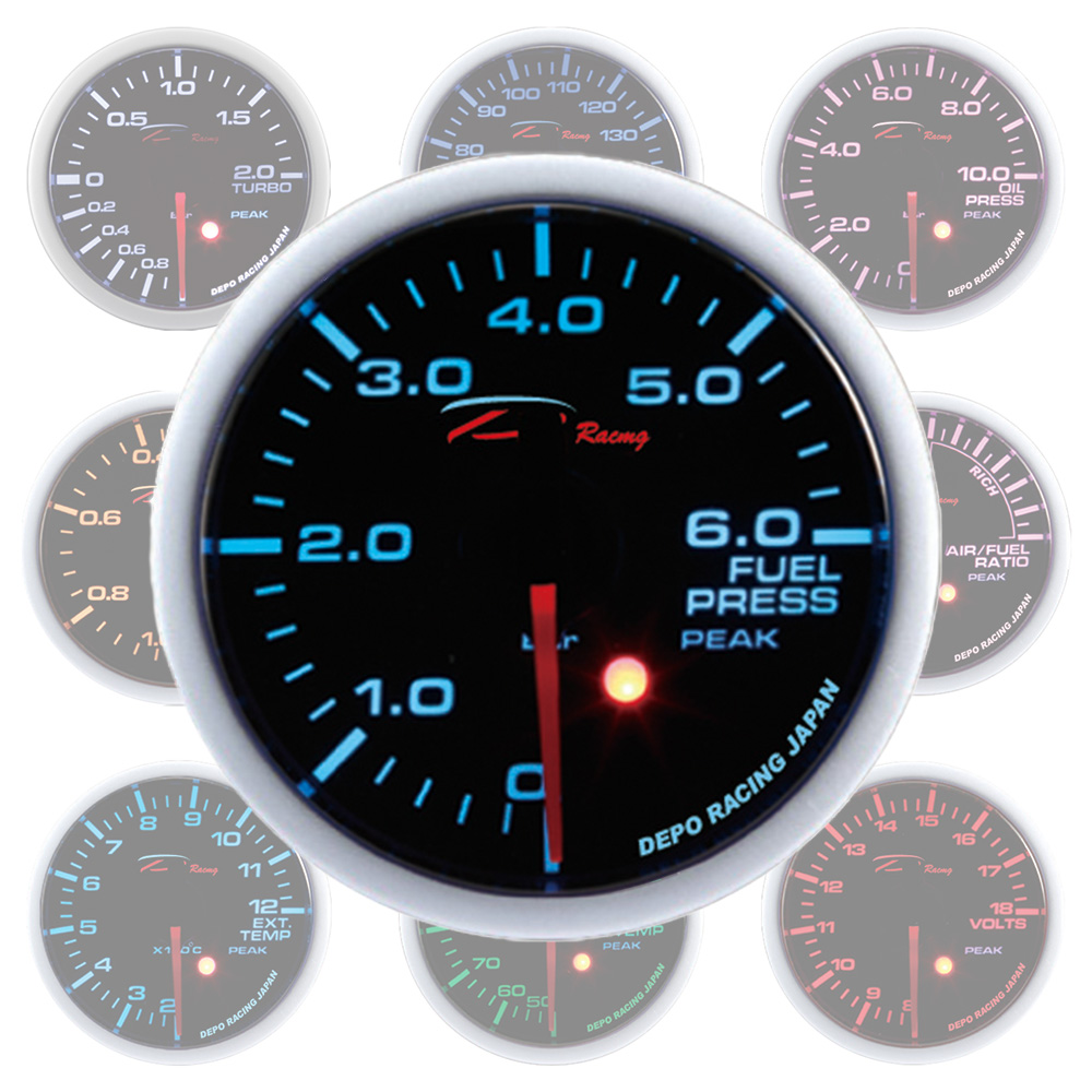 Image of Depo Racing Meter SKPK Series Zwart 52mm Brandstofdruk