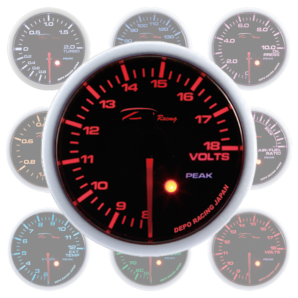 Image of Depo Racing Meter SKPK Series Zwart 52mm Voltage