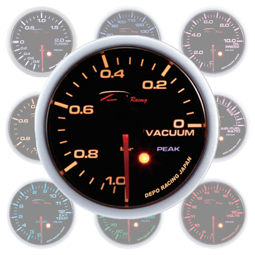 Image of Depo Racing Meter SKPK Series Zwart 52mm Vacuum
