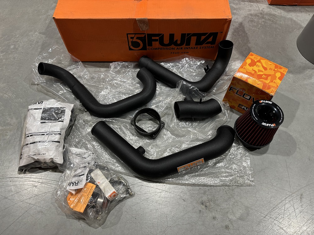Image of Fujita Short Lucht Inlaat TWEEDE KANS Zwart Aluminium Mitsubishi Lancer Evolution