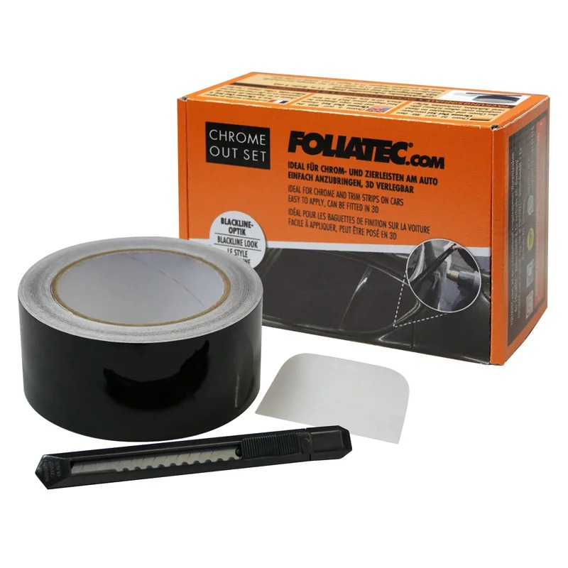 Image of Foliatec Wrap Folie De-Chrome Glanzend Zwart Vinyl