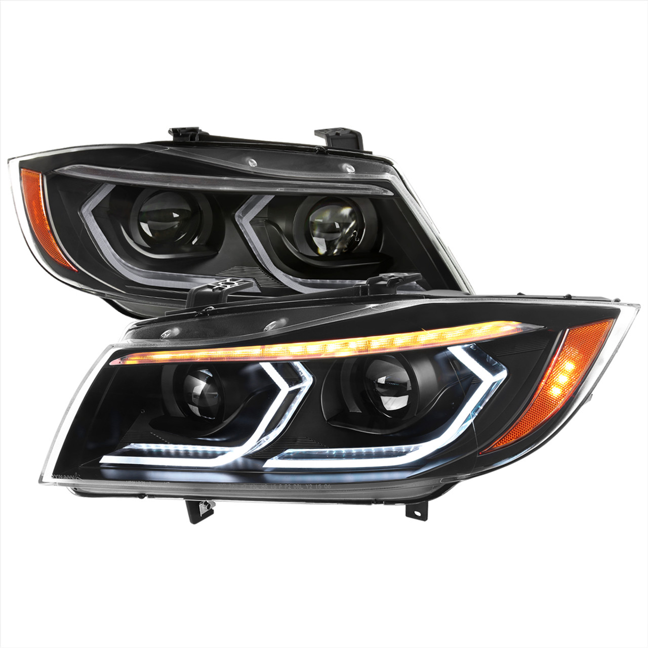 Image of SK-Import Koplampen Met sequentiële richtingaanwijzers Black Housing Heldere Lens BMW 3-serie