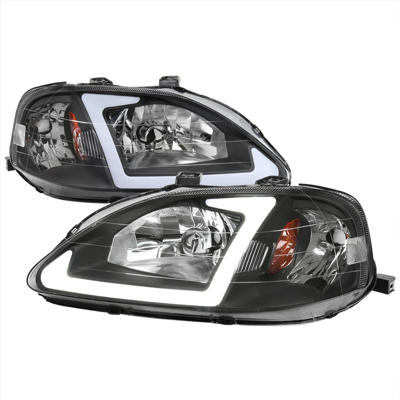 Image of SK-Import Koplampen Black Housing Heldere Lens Honda Civic Facelift 1999-2001