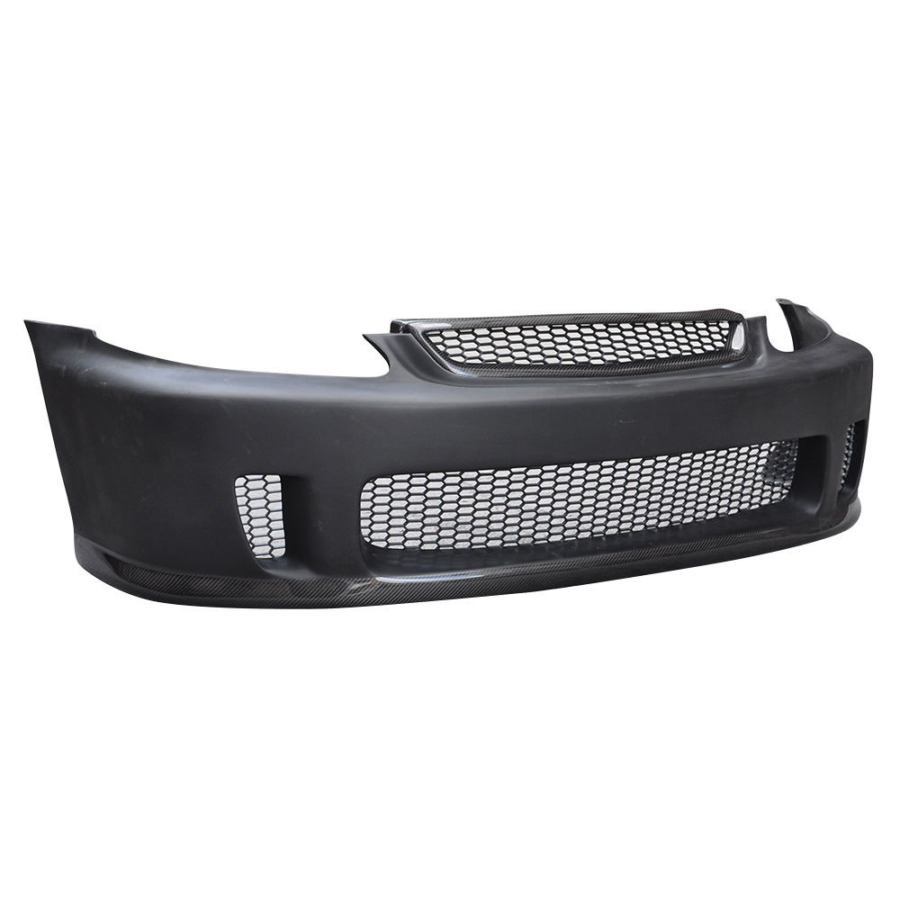 Image of SK-Import Voor Bumper Carbon Lip Met Grill Fiberglass Honda Civic