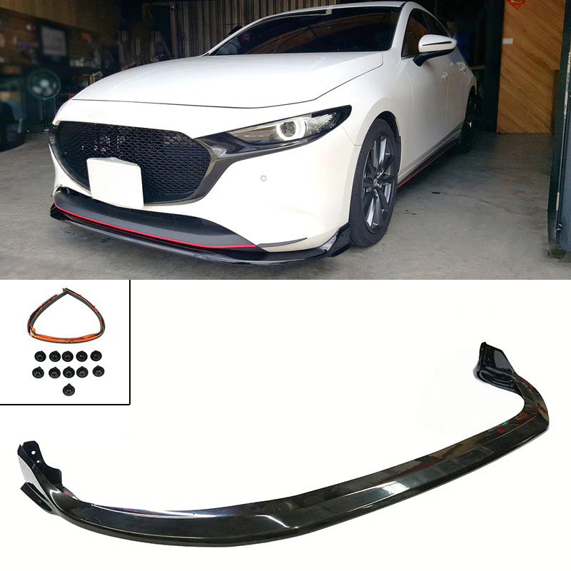 Image of ABS Dynamics Voor Bumper Lip 5 Deurs Zwart ABS Plastic Mazda 3
