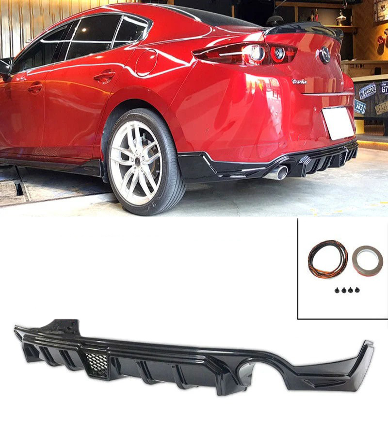 Image of ABS Dynamics Achter Diffuser 4 Deurs Zwart ABS Plastic Mazda 3
