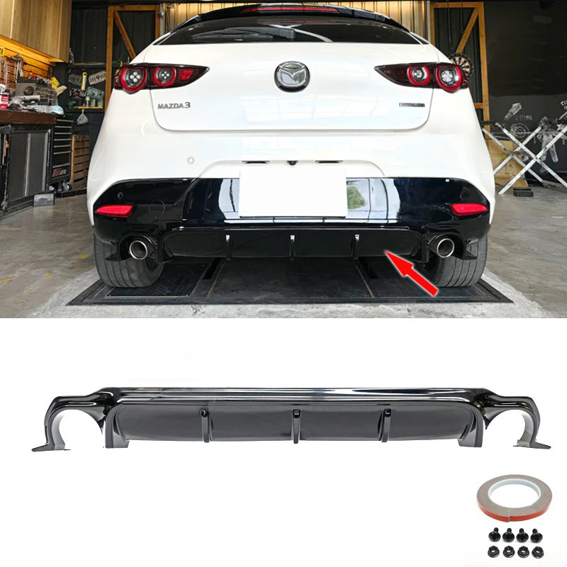 Image of ABS Dynamics Achter Diffuser 5 Deurs Zwart ABS Plastic Mazda 3