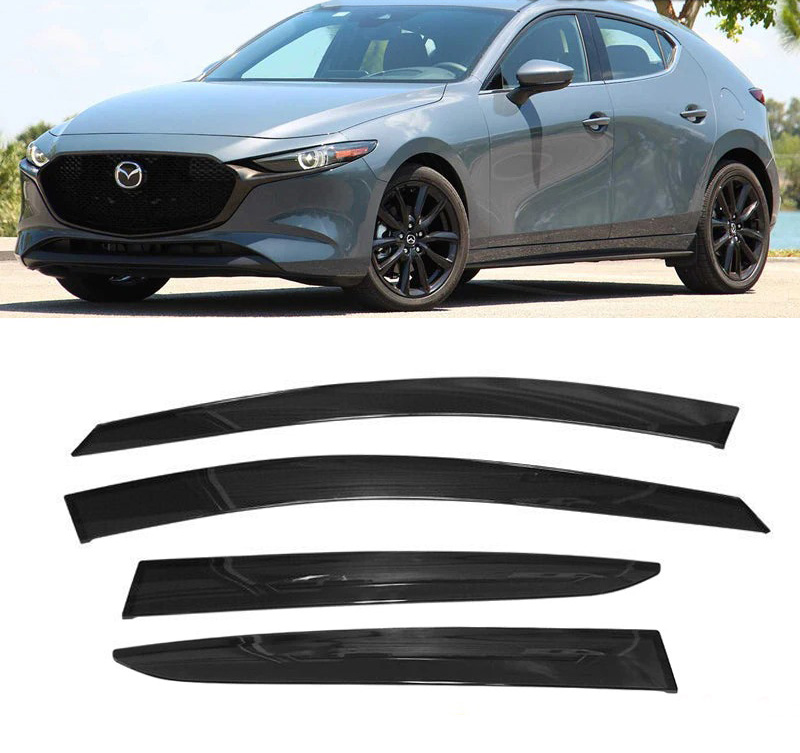 Image of SK-Import Voor en Achter Zijwindscherm OE Style 5 Deurs Smoke Acryl Mazda 3