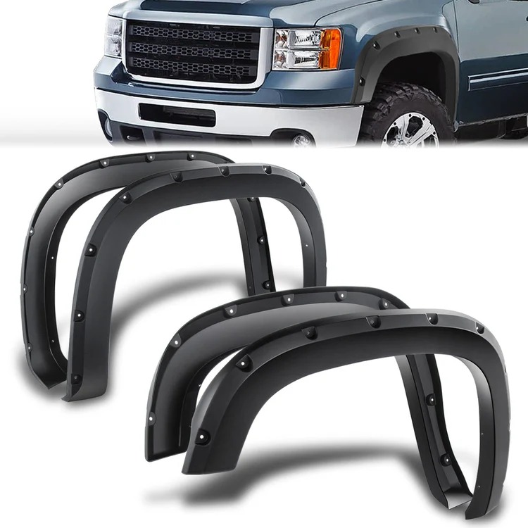 Image of ABS Dynamics Voor en Achter Scherm Verbreders Flat Black ABS Plastic GMC Sierra