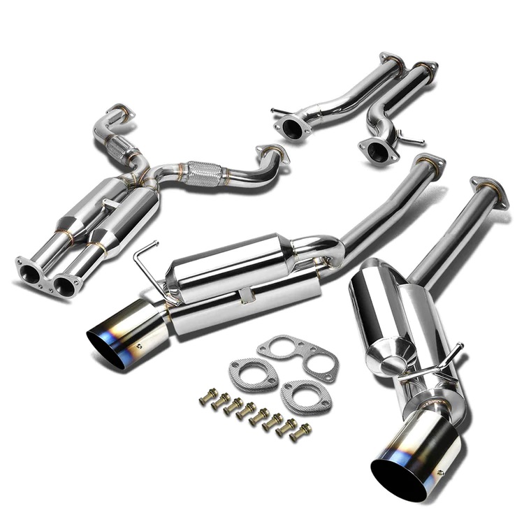 Image of SK-Import Cat-back Uitlaatsysteem Slanted Burnt Tip Roestvrij Staal Nissan 370Z