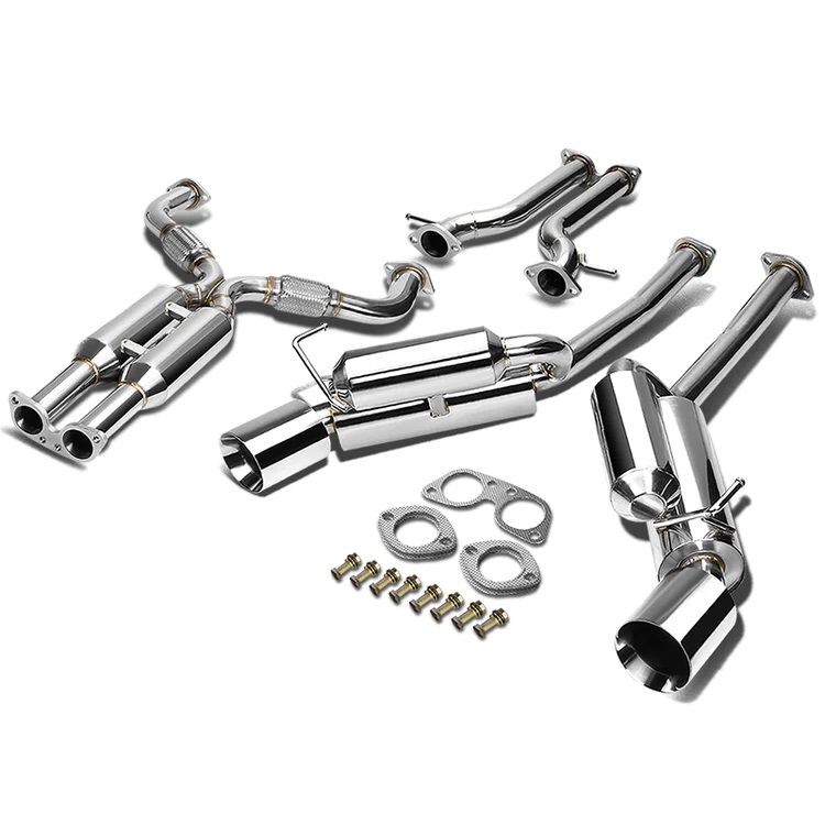 Image of SK-Import Cat-back Uitlaatsysteem Schuine dubbelwandige tip Roestvrij Staal Nissan 370Z