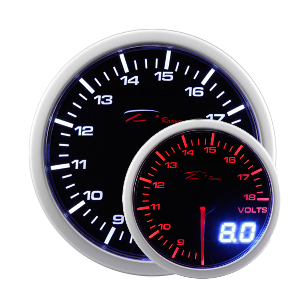 Image of Depo Racing Meter Dual View Series Zwart 52mm Voltage