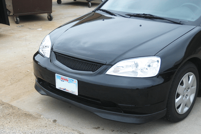Image of PU Design Voor Bumper Lip Type R Style Zwart Polyurethane Honda Civic Pre Facelift