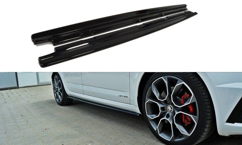 Image of Maxton Side Skirts Glanzend Zwart ABS Plastic Skoda Octavia