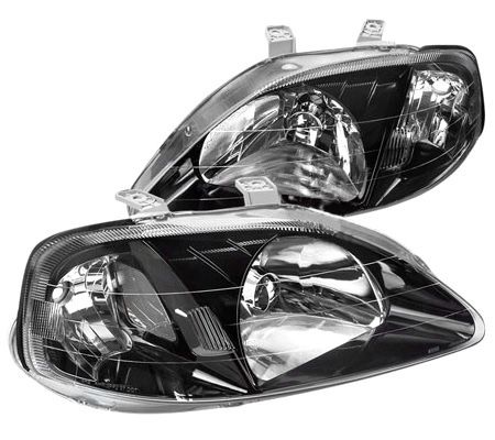 Image of DEPO Koplampen JDM Style Black Housing Honda Civic Facelift 1999-2001
