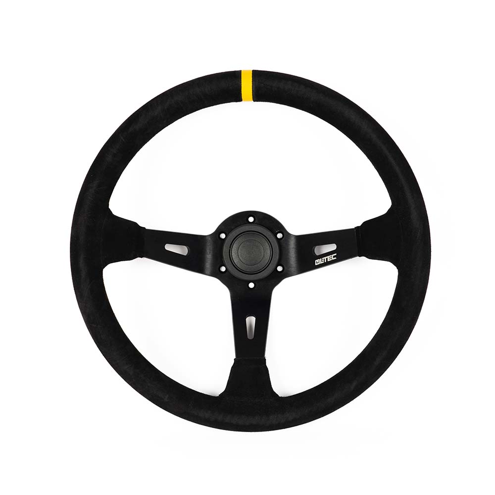Image of LTEC Stuur Racing Zwarte Kruisstiksel Zwart 350mm Suède