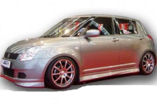 Image of AeroworkS Side Skirts Zwart ABS Plastic Suzuki Swift