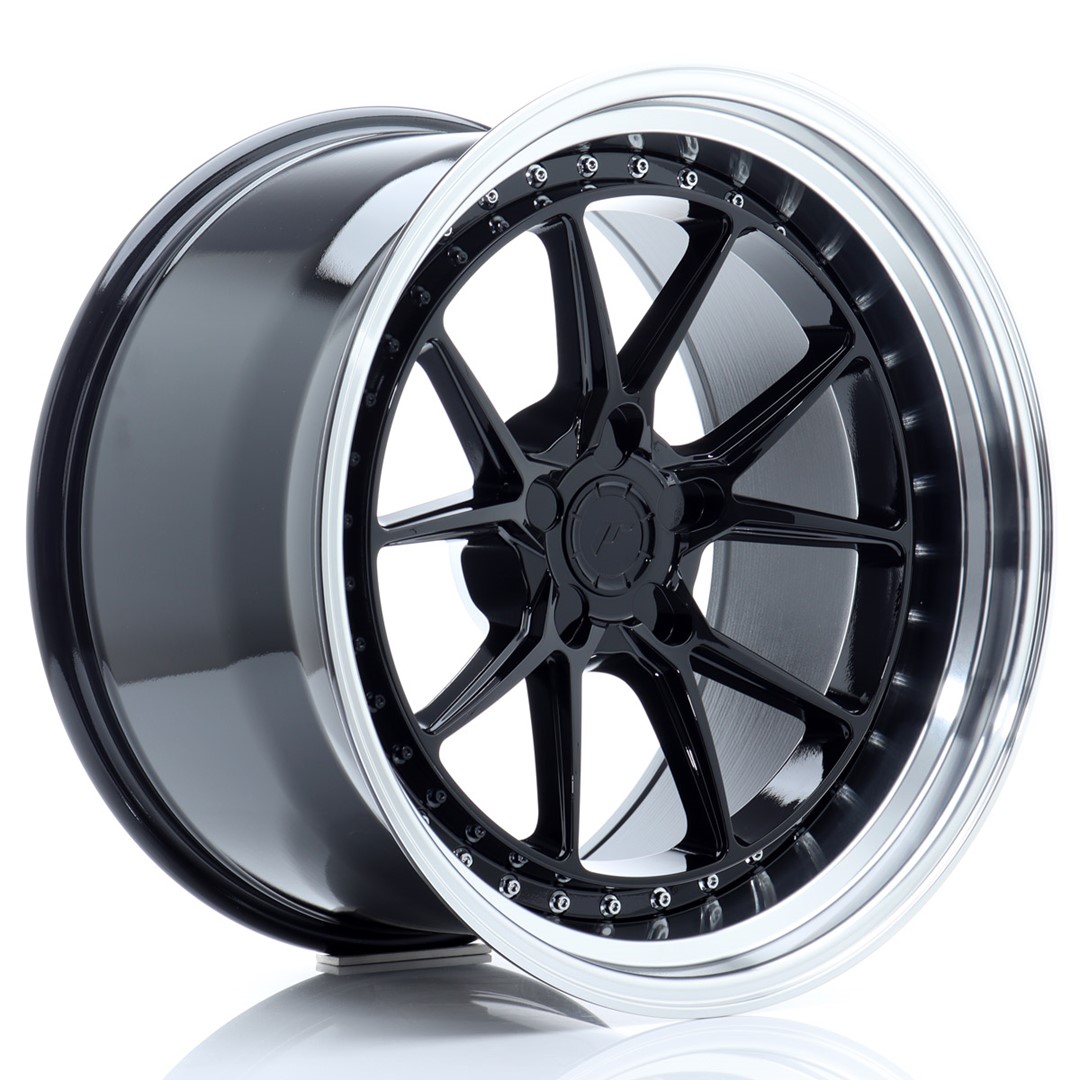 Image of JR-Wheels JR39 Velgen 19 Inch 11J ET0-25 Custom PCD Flow Form Gloss Black Machined Lip