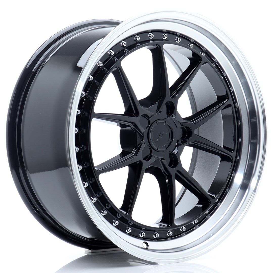 Image of JR-Wheels JR39 Velgen 19 Inch 8.5J ET15-35 Custom PCD Flow Form Gloss Black Machined Lip