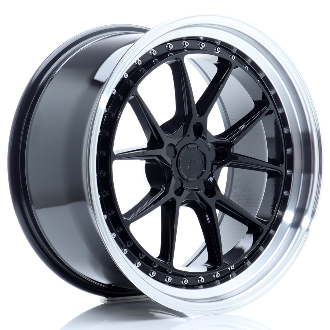 Image of JR-Wheels JR39 Velgen 19 Inch 9.5J ET15-35 Custom PCD Flow Form Gloss Black Machined Lip