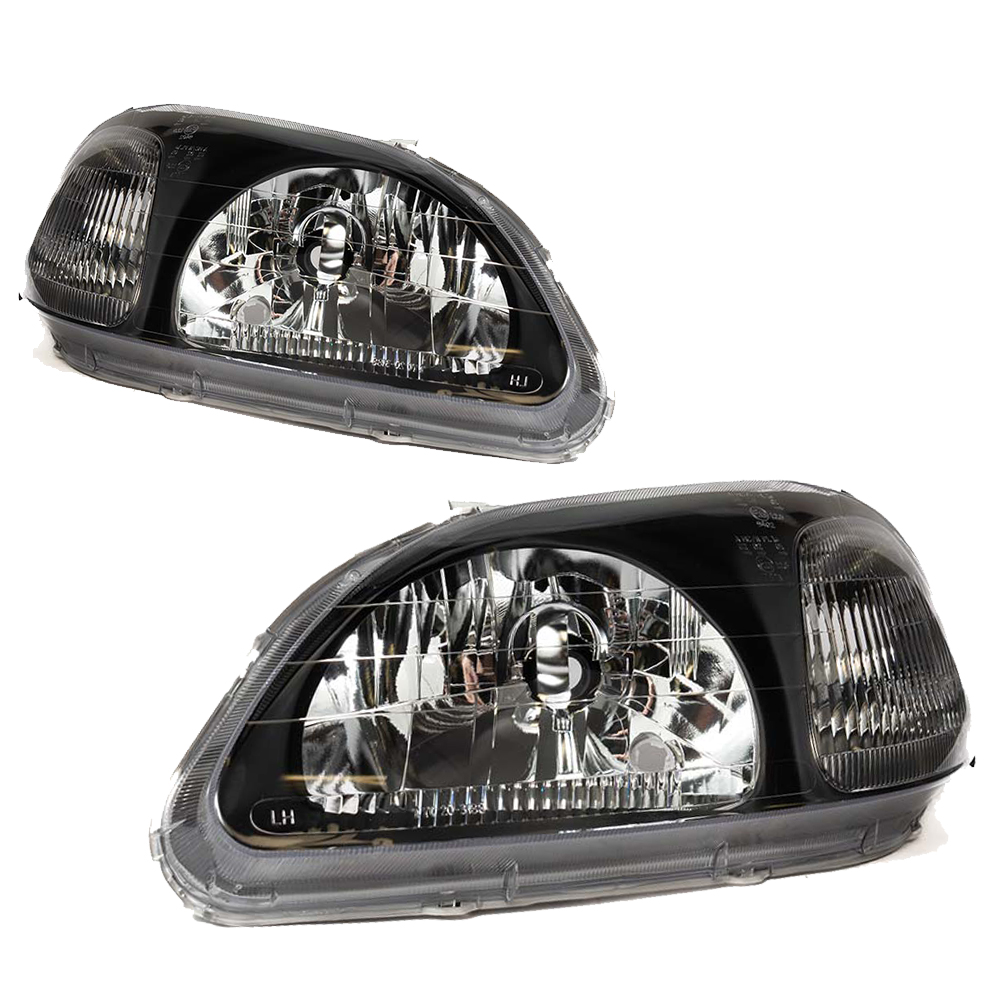 Image of TYC Koplampen JDM Elektrisch Verstelbaar Black Housing Honda Civic Pre-Facelift 1996-1998