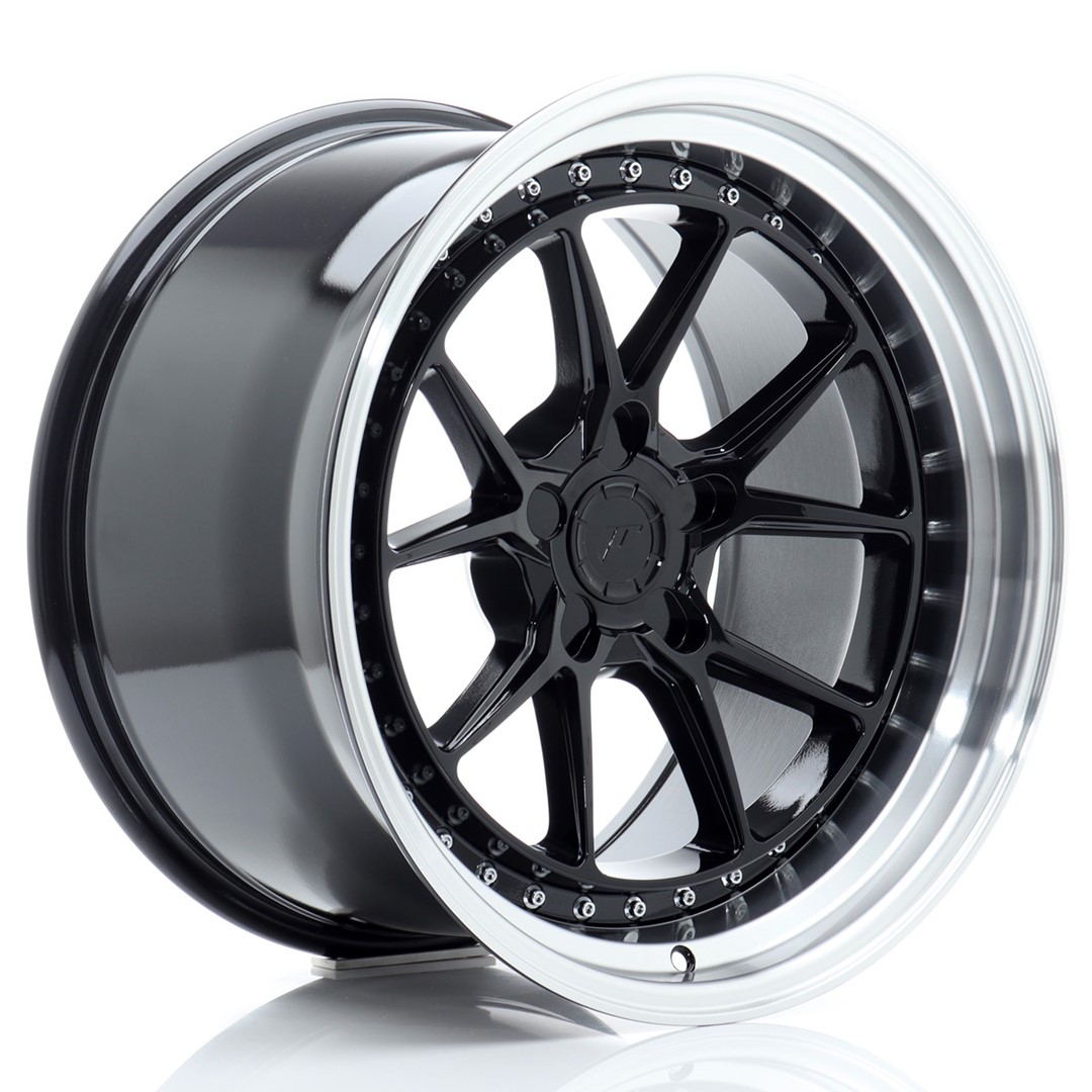 Image of JR-Wheels JR39 Velgen 18 Inch 10.5J ET15-22 Custom PCD Flow Form Gloss Black Machined Lip