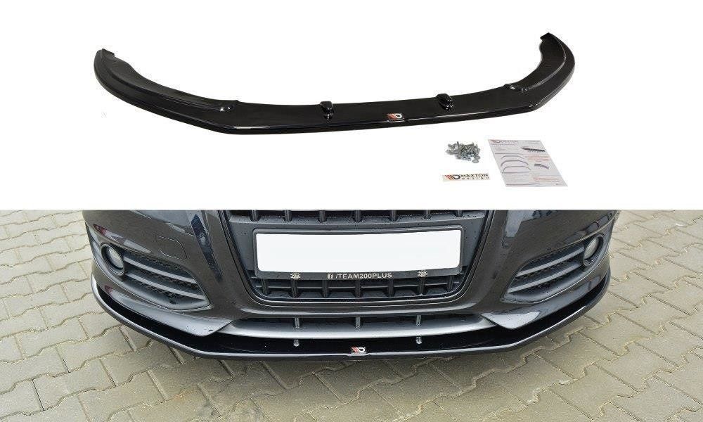 Image of Maxton Voor Bumper Lip V2 Glanzend Zwart ABS Plastic Audi S3 Facelift
