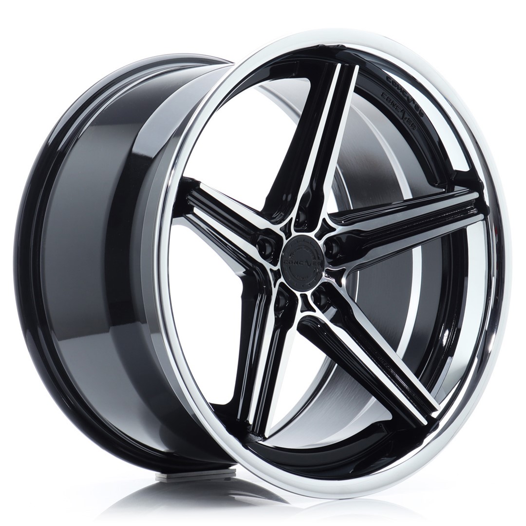 Image of Concaver CVR9 Velgen 20 Inch 9J ET20-35 Custom PCD Diepe Concave Flow Form Black Diamond Cut Stainless Steel Polished Lip