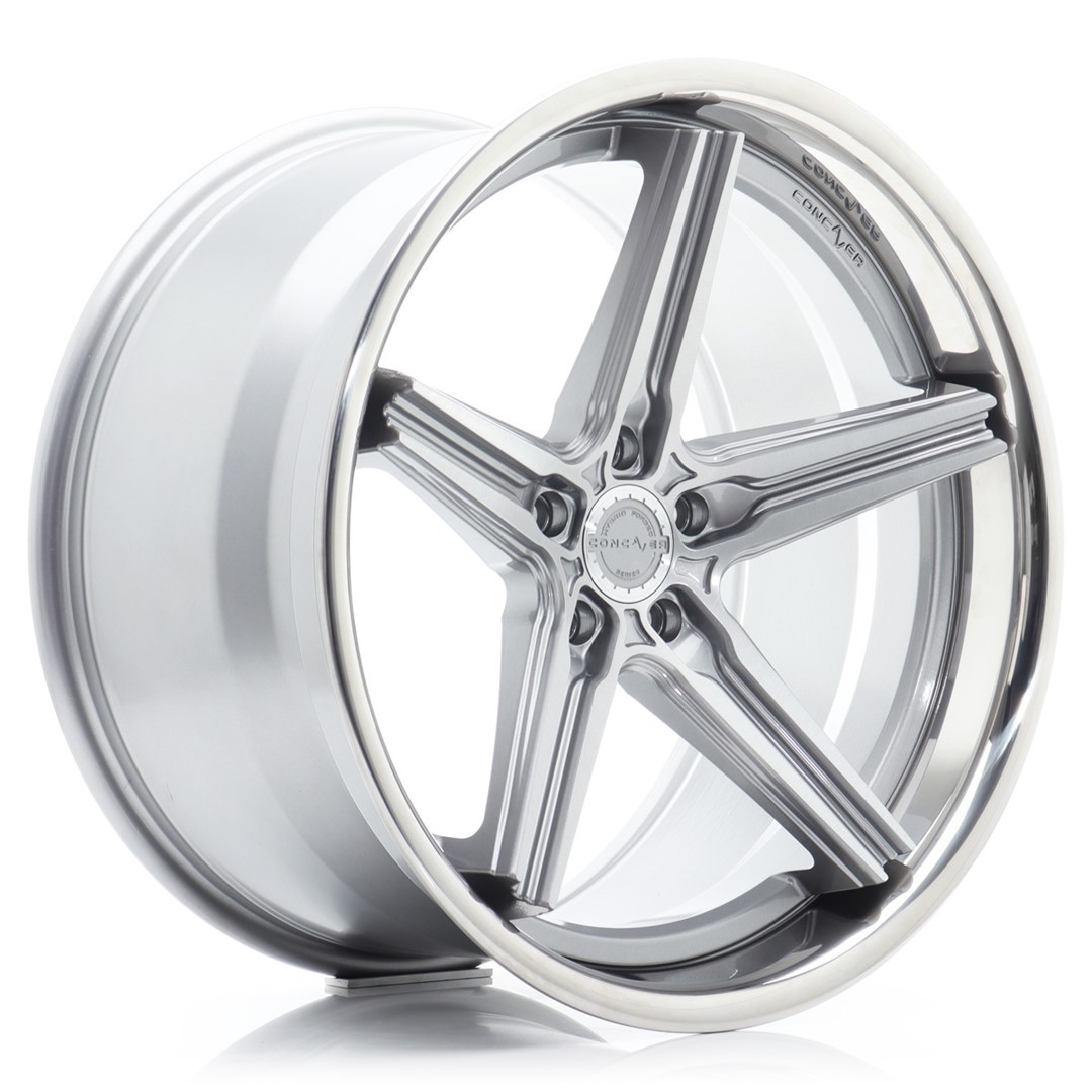 Image of Concaver CVR9 Velgen 20 Inch 9.5J ET10-41 Custom PCD Diepe Concave Flow Form Brushed Titanium Polished Stainless Steel Lip