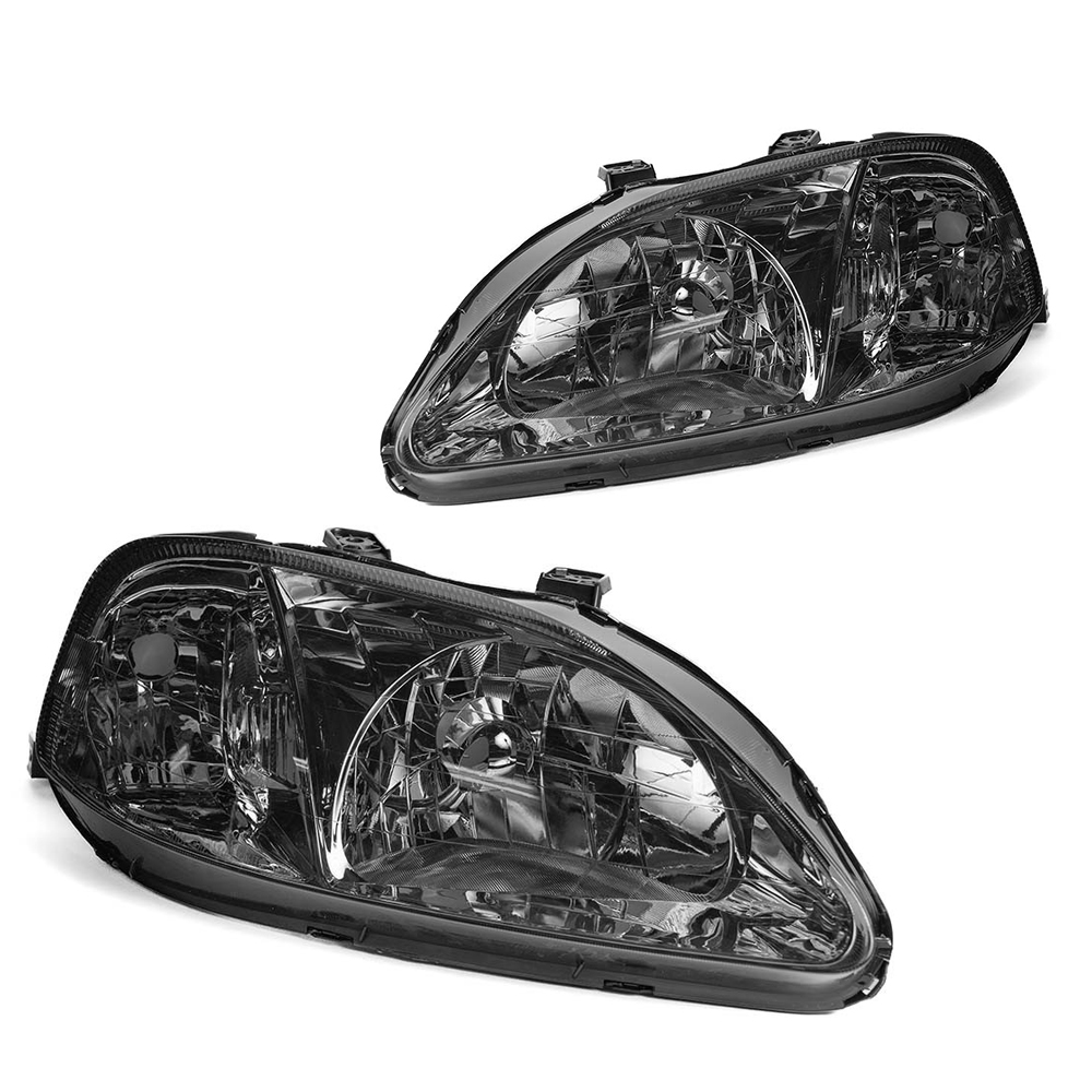Image of SK-Import Koplampen JDM Style Black Chrome Housing Smoke Glas Honda Civic Facelift 1999-2001