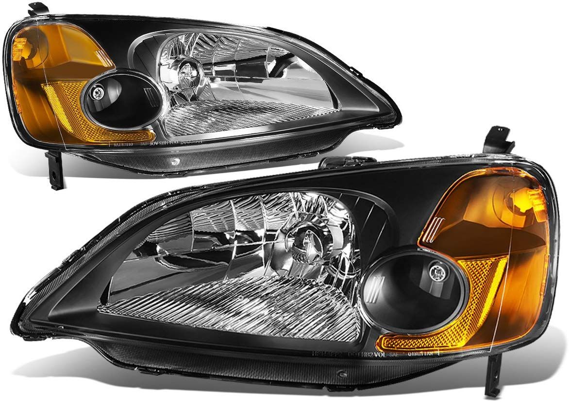 SK-Import Koplampen JDM Style Black Housing Oranje Glas Honda Civic Pre Facelift