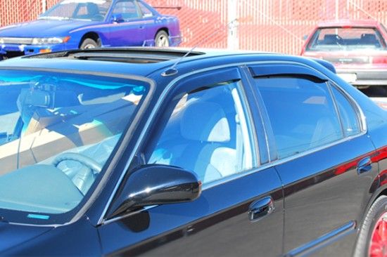 Image of SK-Import Voor en Achter Zijwindscherm Plak JDM Style 4-Deurs Smoke Kunststof Honda Civic