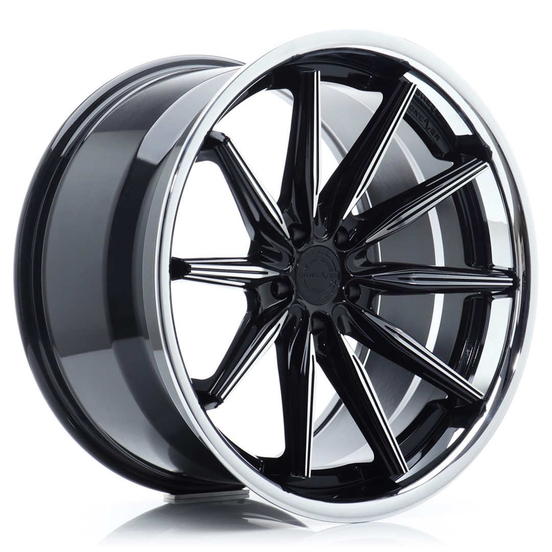 Image of Concaver CVR8 Velgen 21 Inch 9.5J ET0-35 Custom PCD Diepe Concave Flow Form Black Diamond Cut Stainless Steel Polished Lip
