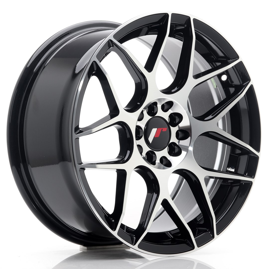 Image of JR-Wheels JR18 Velgen 17 Inch 8J ET35 5x100,5x114.3 Flow Form Gloss Black Machined Face