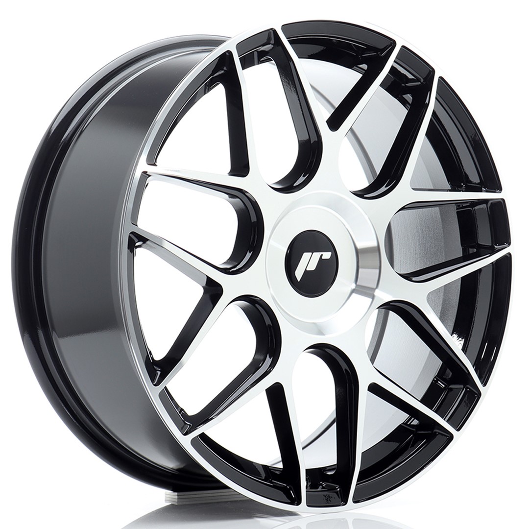 Image of JR-Wheels JR18 Velgen 18 Inch 7.5J ET20-40 Custom PCD Flow Form Gloss Black Machined Face