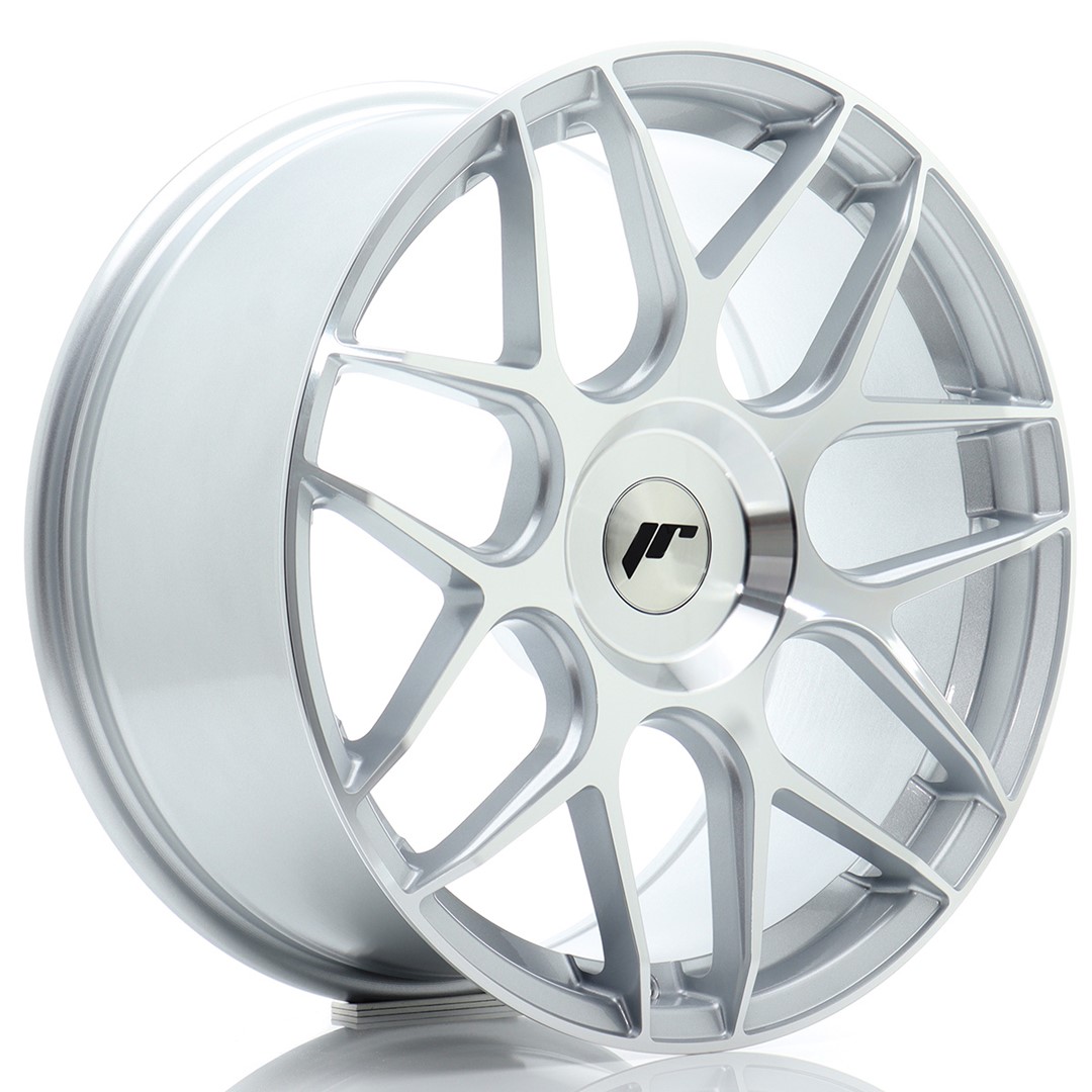 JR-Wheels JR18 Velgen 18 Inch 8.5J ET20-45 Custom PCD Flow Form Silver Machined Face