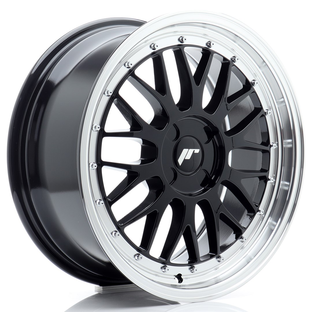 Image of JR-Wheels JR23 Velgen 18 Inch 8J ET20-42 Custom PCD Flow Form Gloss Black Machined Lip