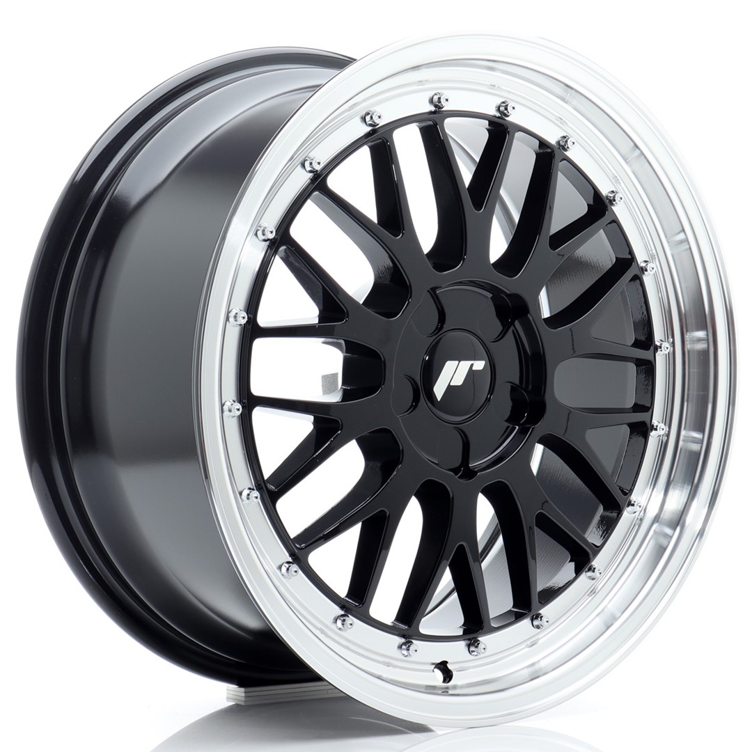 Image of JR-Wheels JR23 Velgen 18 Inch 8J ET20-42 Custom PCD Flow Form Gloss Black Machined Lip