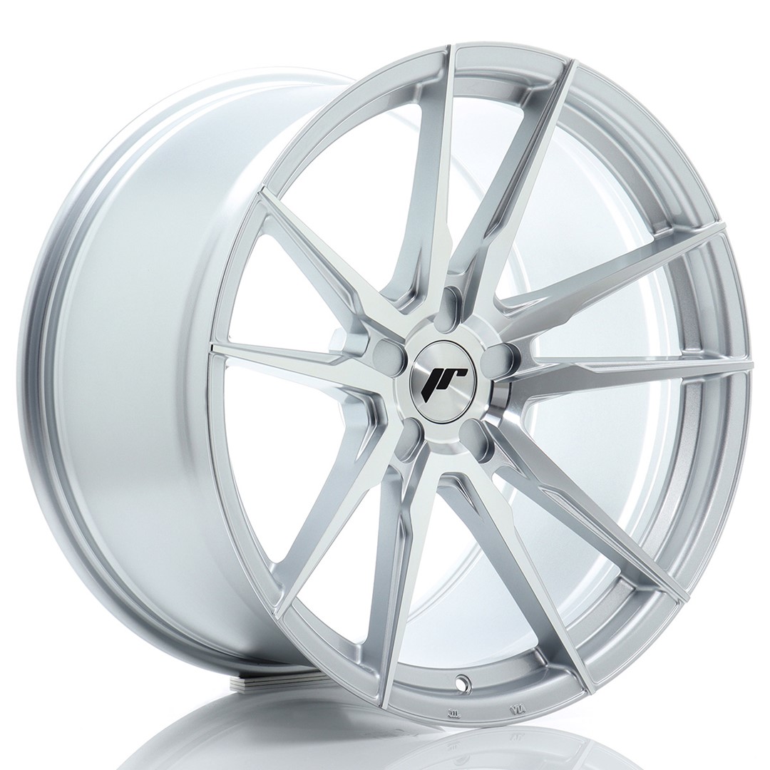 Image of JR-Wheels JR21 Velgen 20 Inch 11J ET15-45 Custom PCD Flow Form Silver Machined Face