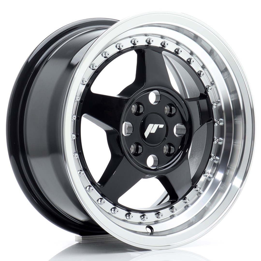 Image of JR-Wheels JR6 Velgen 15 Inch 7J ET35 4x100 Gloss Black Machined Lip